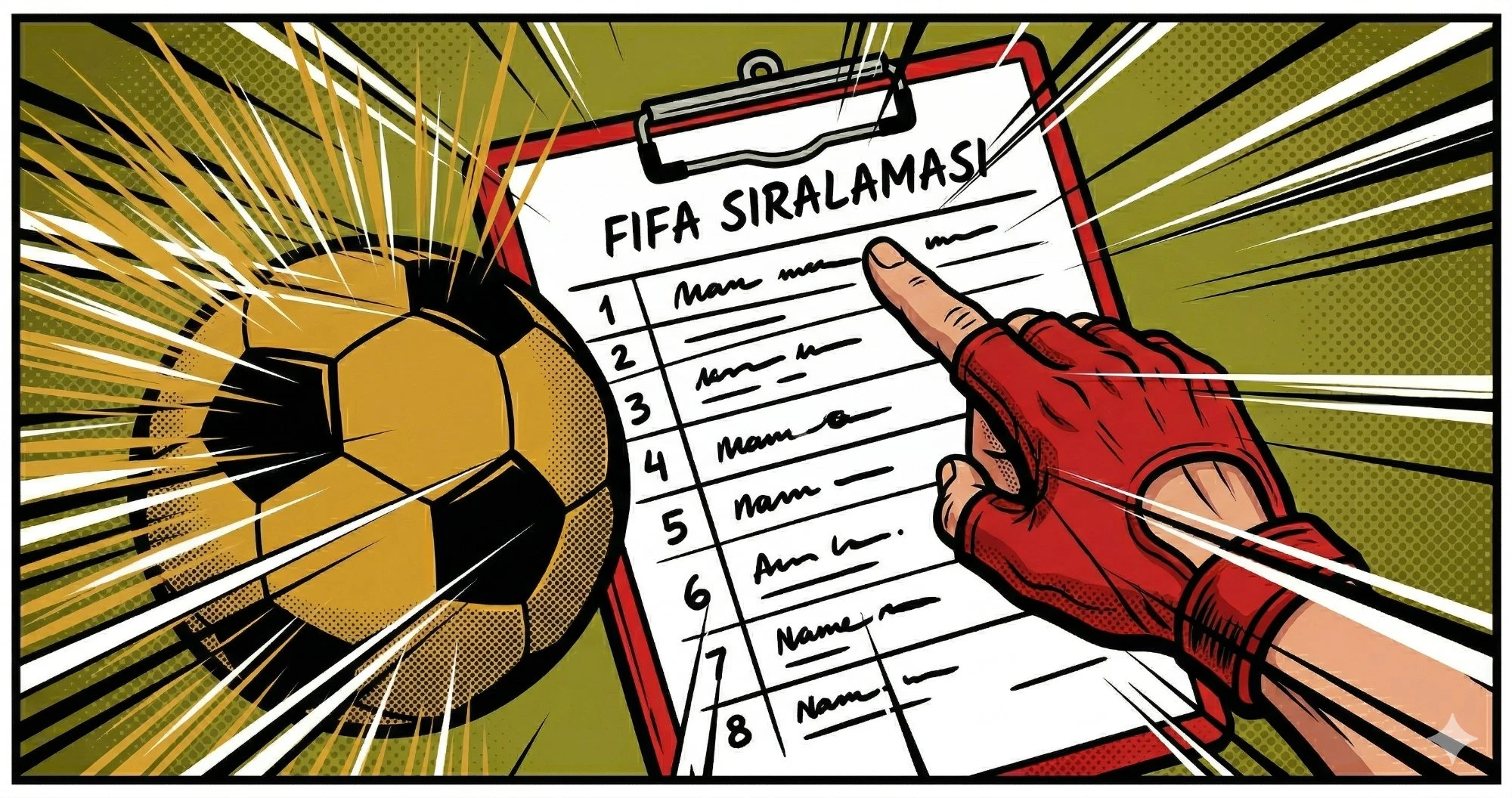 FIFA dünya sıralaması listesi ve futbol topu — favorilik kriteri görseli